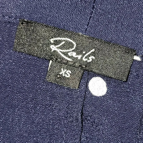 Rails Womens‎ Navy Blue Polka Dot Sloane Blouse XS - Picture 4 of 5